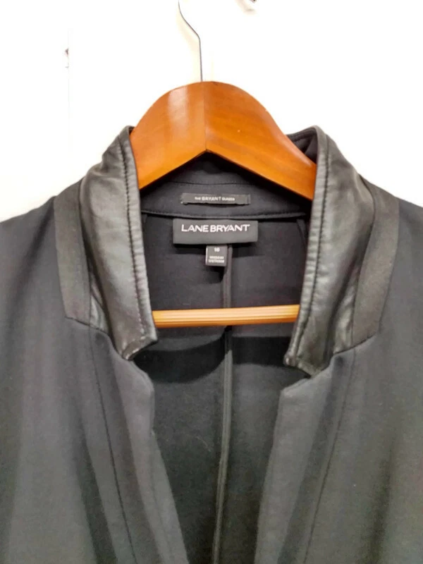 Blazer Lane Bryant para mujer Plus 16 negro tejido elástico con ribete de cuero sintético Foto 2 de 4