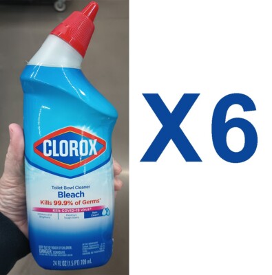 Clorox Toilet Bowl Cleaner with Bleach, Rain Clean, 6pk. 144 fl oz