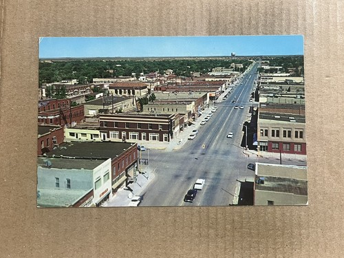 Postcard Clovis NM New Mexico Main Street Aerial View From Hotel Clovis Vintage
