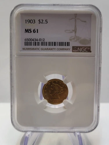 1903 P $2.5 Gold Liberty Head  Uncirculated Quarter Eagle, NGC MS-61
