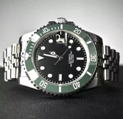 Custom 40mm Green Sub Style Mod Watch Jubilee Band w/ NH35 Automatic