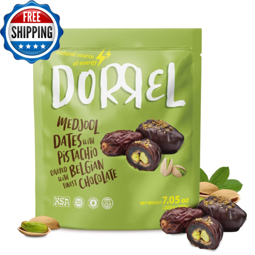 Belgian Dark Chocolate Covered Medjool Dates Stuffed with Pistachios, Nutritious