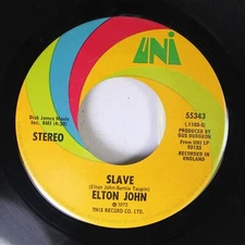 Rock 45 Elton John - Slave / Honky Cat On Uni