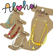 ALOHA Kids Crystal Beach Cord Bracelet Summer Holiday Anklet Jewellery 50 STYLES