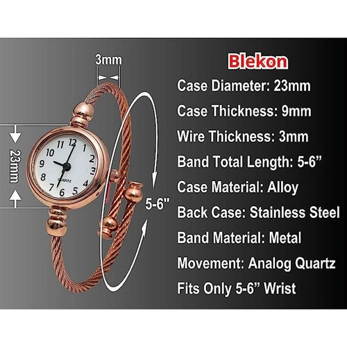 Reloj Brazalete Pequeño Alambre Caja 23mm Cuarzo Mujer Blekon Collections - Imagen 13 de 20