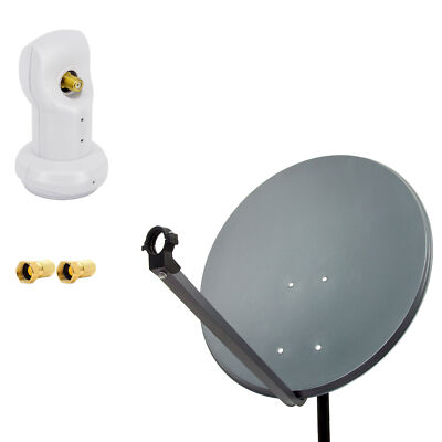 PremiumX SAT Anlage 80cm Satelliten Schüssel Spiegel Antenne Single LNB Stecker