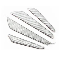 4Pcs Silver Car Door Edge Anti-collision Protector Guard Carbon Fiber Strip Trim