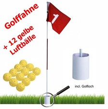 Golf Fahne mit Loch und Stange + 12 Übungsb�...