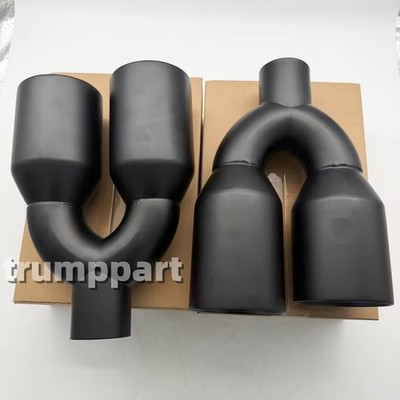 Pair QUAD 4'' OUT EXHAUST TIP STAGGERED L&R PAIR 2.5'' INLET DUAL WALL ANGLE CUT