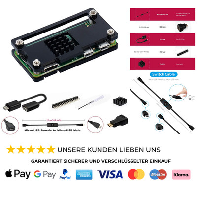 Raspberry Pi Zero 2 W Gehäuse Kit 7 in 1 mit Kühlkörper und GPIO Header