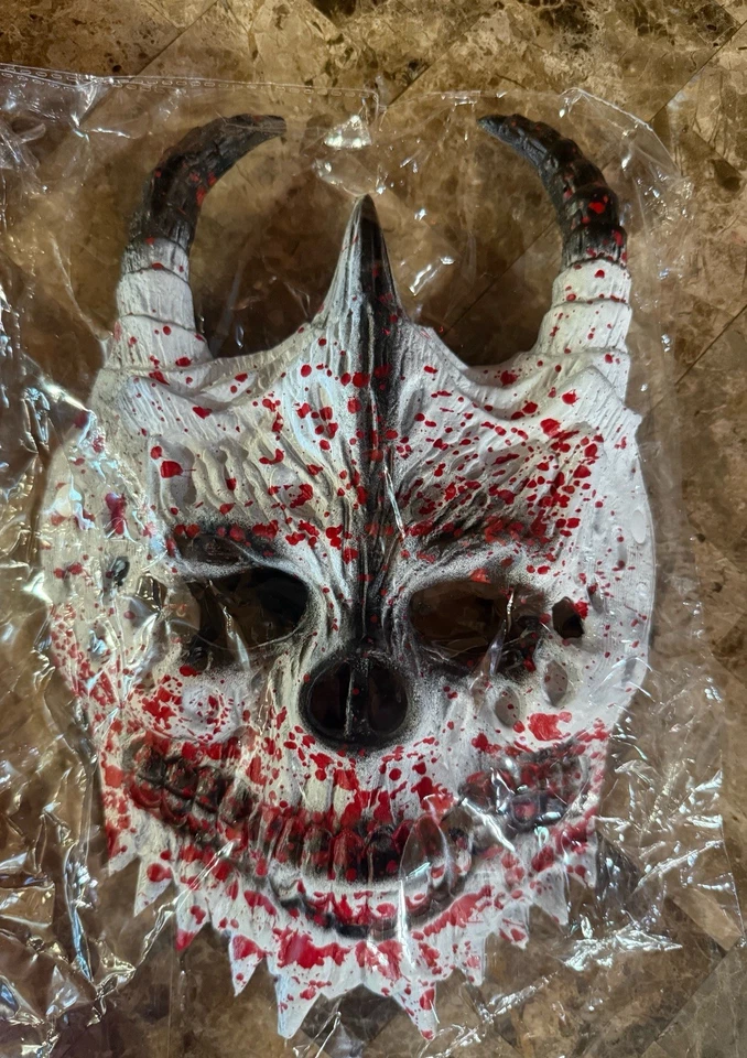 Halloween Scary Mask Comfortable Costume Bloody Horned Skull Light Weight Foam - Image 2 of 3