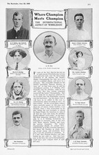 TENNIS International Competitors at Wimbledon - Antique Print 1910