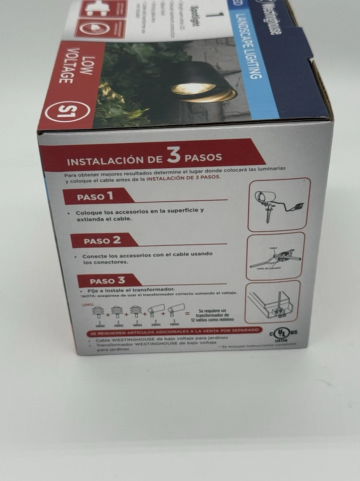 Foco LED de iluminación de paisaje Westinghouse negro S1 bajo voltaje Foto 3 de 4