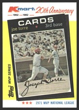 Joe Torre #20 1982 Topps Kmart 20th Anniversary AL & NL MVP's Cardinals