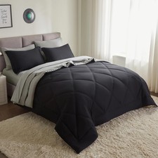 Elegant 7-Piece Queen Comforter Set - All-Season Black Bedding Solution