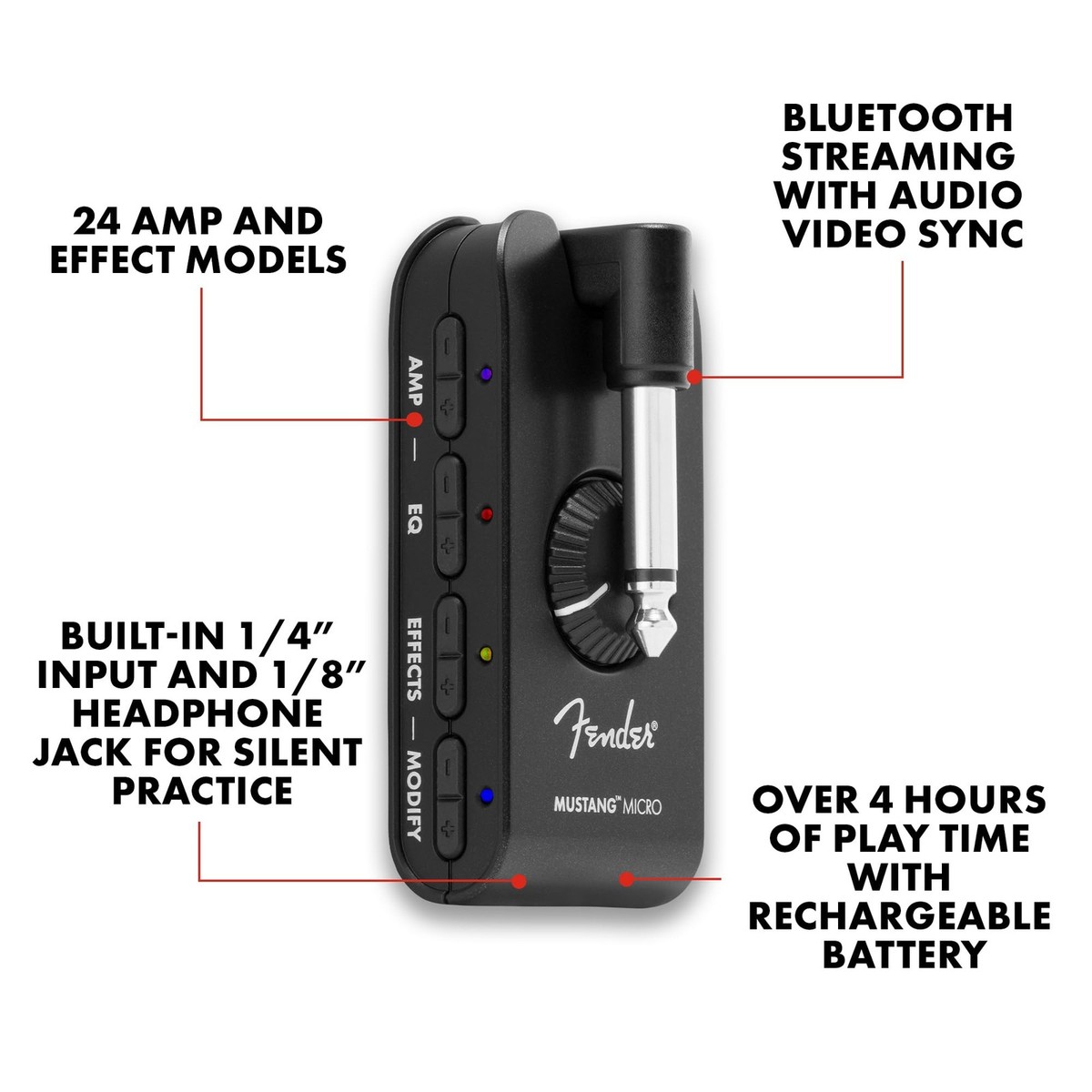 Fender 2311300000 Mustang Micro Guitar Modeling Rechargeable