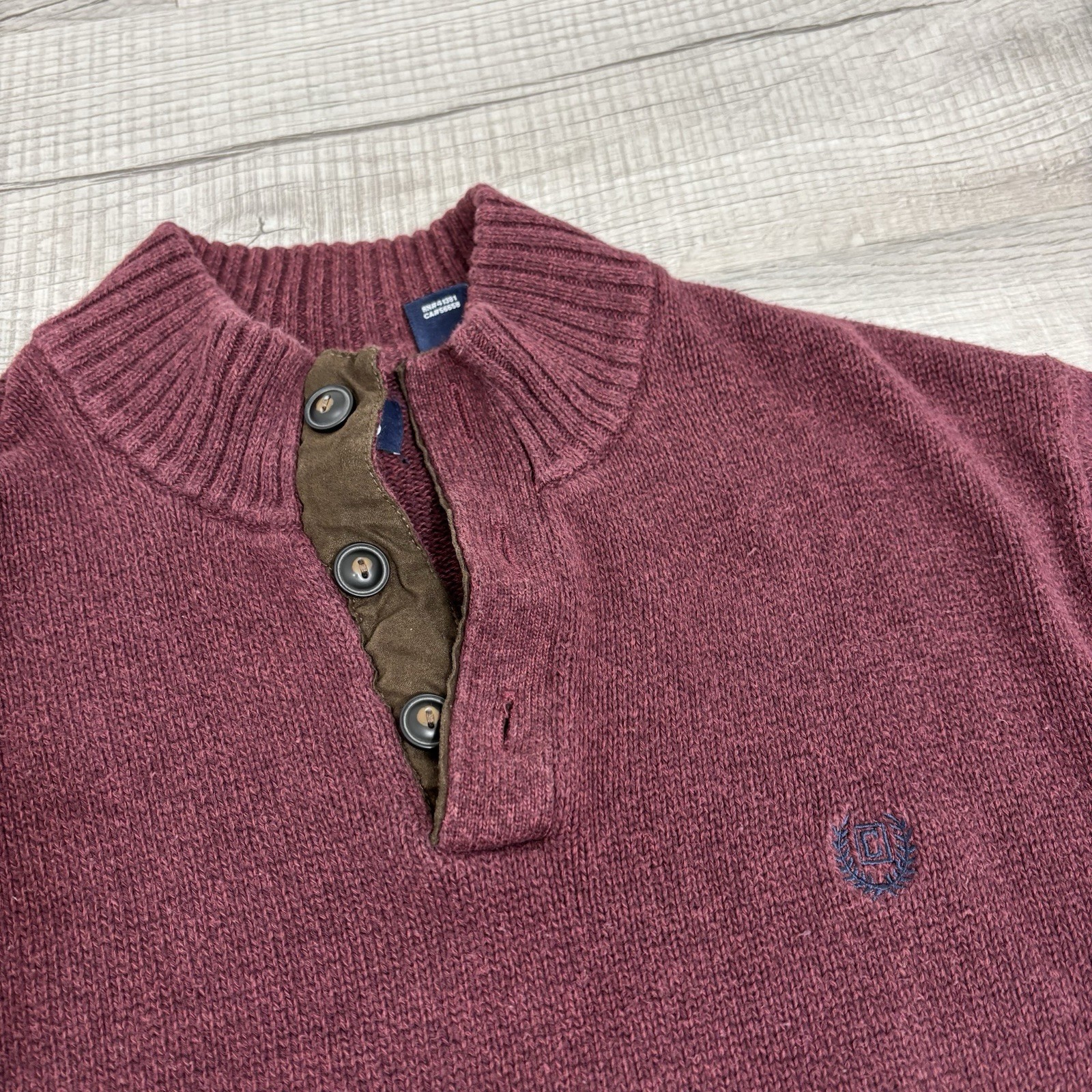 Chaps Solid Maroon Elbow Padded Pullover Sweater … - image 4