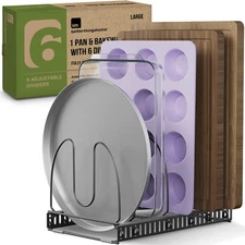 Better Things Home 6+ Compact Pan & Pot Lid Organizer Rack for Cabinet Single