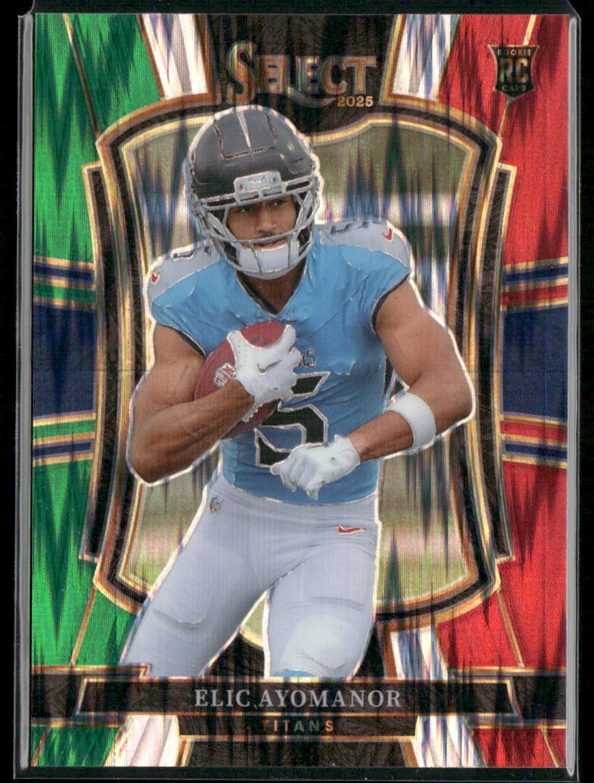2025 Panini Select #127 Elic Ayomanor Green and Red Prizm Shock