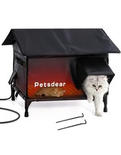 Heated Outdoor Cat House - Large Weatherproof Shelter for Multiple Cats Aut...