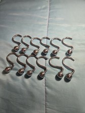 Set of 12 MAYTEX BALL DECORATIVE HOOKS SHOWER CHROME CURTAIN HEAVY DUTY
