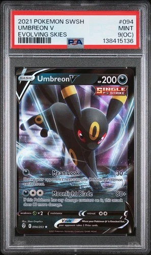 2021 POKEMON SWORD & SHIELD EVOLVING SKIES #094 UMBREON V PSA 9