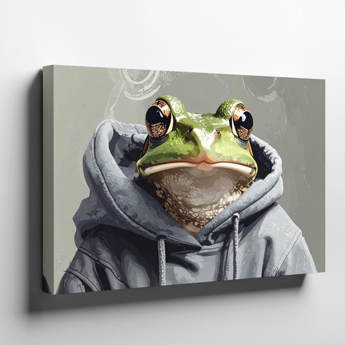 Wall Art Canvas a Close Up of a Frog in a Soft Realistic Style the Frog Has