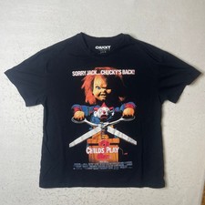 Chucky Child's Play 2 Horror Movie T Shirt Mens Large L Black Short Sleeve