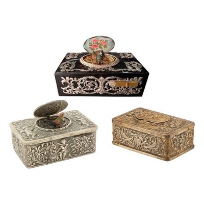 Music Box for Kids Retro Engraved Metal Bird Decor Mechanical