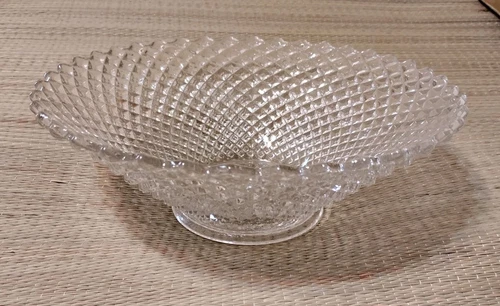 Vintage Crystal Punch Bowl Cut Diamond Pattern 13in  Bowl