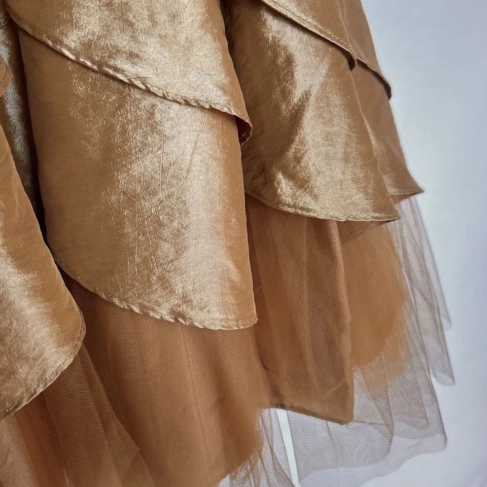 Mini Vestido Bratzcore Vintage Y2k Fairygrunge Bronce Sin Tirantes Corsé Tul 3 4 S Foto 3 de 4