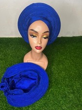 Authentic African Royal Blue auto gele for women NEW