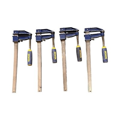 Lot Of (4) IRWIN QUICK-GRIP Heavy Duty F-Bar Clamps 12-Inch Soft Grip (223112)
