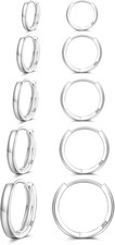 5 Pairs Sterling Silver Hoop Earrings Small Silver Hoop Earrings Hypoallergenic