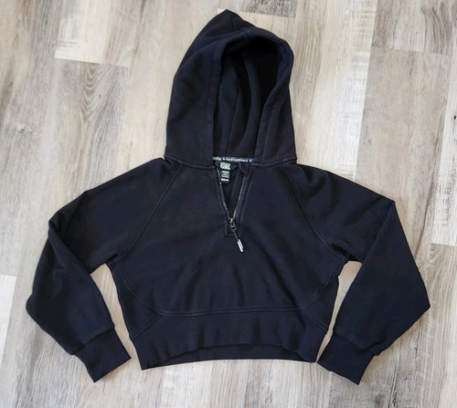 Athleta Girl Pullover Sweatshirt Size 8 - 10 Black Hooded Cropped