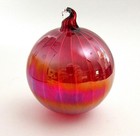 Vintage 3 1/2 Ruby Red Optic Swirl Hand Blown Art Glass Ornament — photo 1