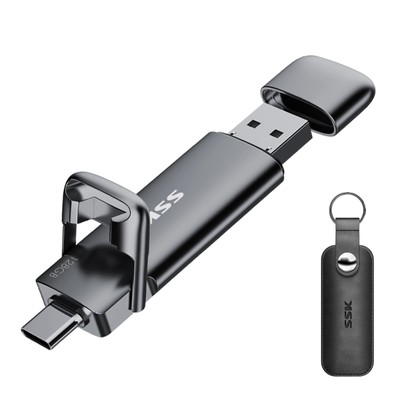 SSK 128GB Dual USB C Flash Drive,2-in-1 Type C+ USB A 3.2 Gen2 Solid State Th...