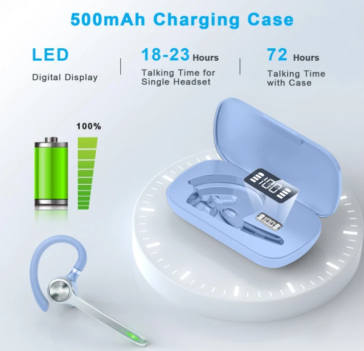 Auricular Bluetooth azul para conducción/oficina con micrófono y carga 500 mAh Foto 3 de 4