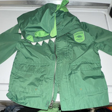 Carter's Green Hooded Windbreaker Jacket Dinosaur 3T Unisex Baby Toddler