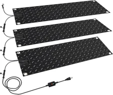 3 Pcs Snow Melting Walkway Mat, 10" X 30" Non Slip Rubber Heated Mat with Power