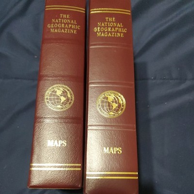 (2) National Geographic 26 Maps And Faux Leather Case Vintage Set