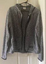 PREOWNED VICTORIA'S SECRET GREY FLEECE ZIPPERED JACKET- SIZE L LARGE- NICE 