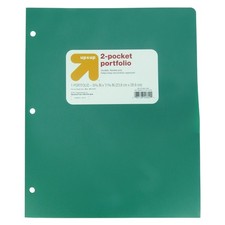 up up 2 Pocket Plastic Folder Green 3-Hole Punched 50 Sheet Capacity Letter