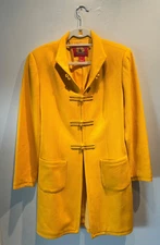 Size 8 Shanghai Tang Jacket Women Yellow  Wool Silk Jacquard Mandarin