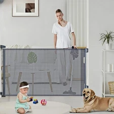 Retractable Baby Gate Safety Guard Folding Pet Dog Toddler Stair Gates Isolatio