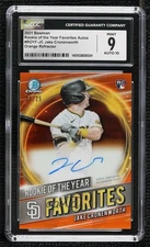 2021 Bowman Orange Refractor /25 Jake Cronenworth #ROYF-JC CGC 9 Mint Auto RC