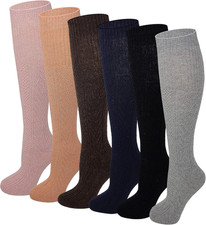 6 pairs Women Cable Knit Knee High Winter Boot Socks 9-11 Assorted, 9-11 