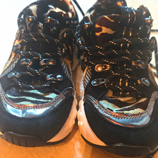 DKNY Women's Low Top Lace-Up Athletic Sneakers Leopard Print Logo Black/White