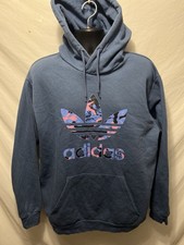Adidas Originals Trefoil Graphics Camo Infill Hoodie Fleece Mens Blue Sz XL B7