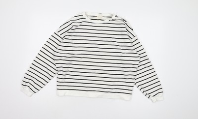 In Other Words Women's Black and White Striped XS Pullover Sweatshirt